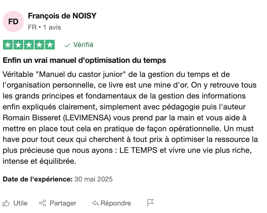 Avis trustpilot livre LeviMensa - F de Noisy